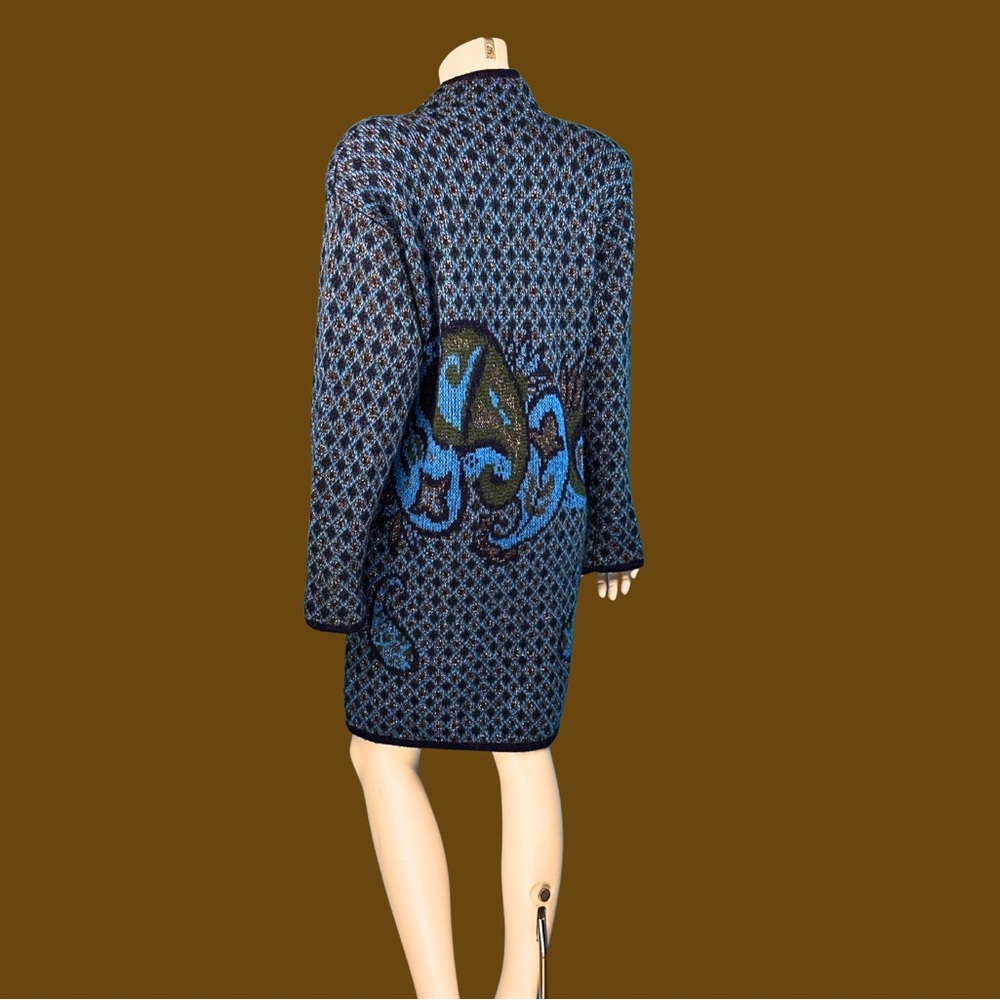 Vintage 1980s Oversized Paisley Sweater Coat / M L - Picture 9 of 12